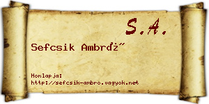 Sefcsik Ambró névjegykártya
